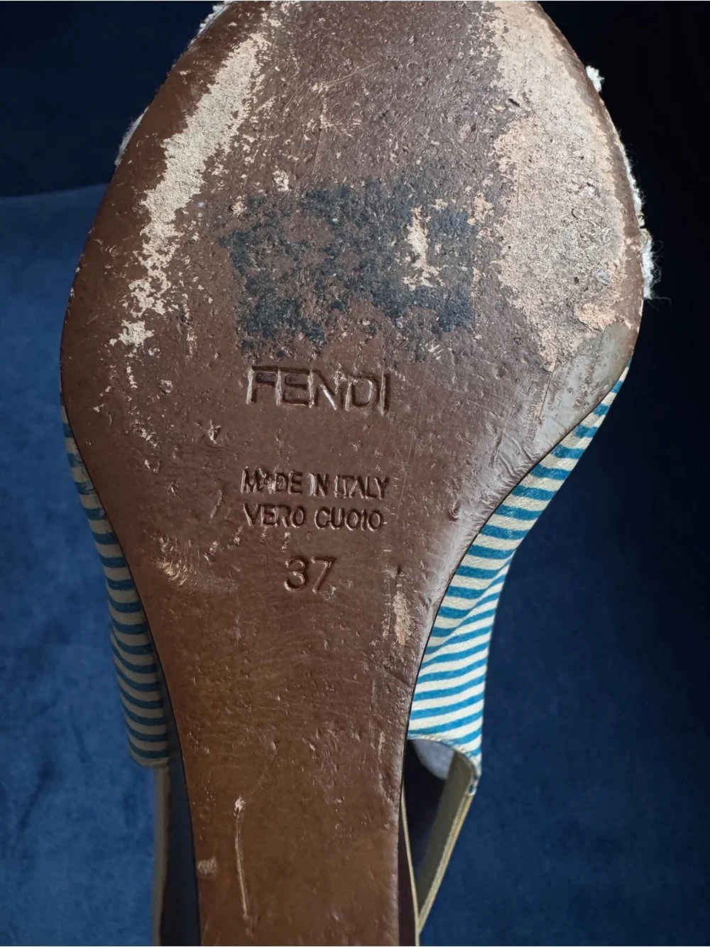 Fendi Leather Printed Slingback Wedge Pumps Size 7